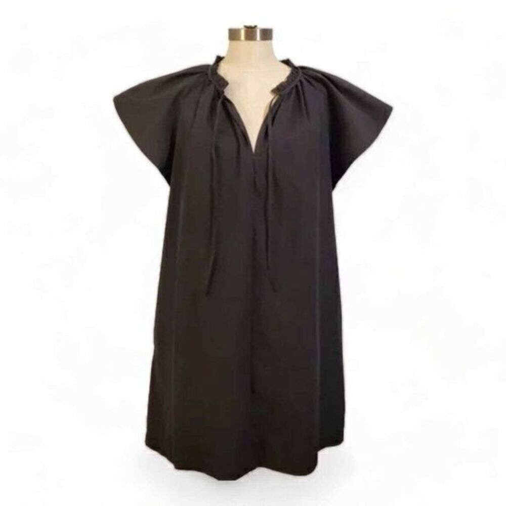GAP  Flutter Sleeve Split Neck Dress‎ Black Size Small NWT